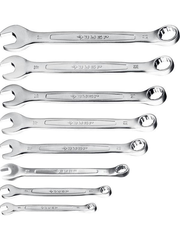 ЗУБР 8 шт, 6 - 17 мм, набор комбинированных гаечных ключей, Профессионал (27088-H8)