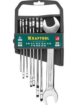 KRAFTOOL 8 шт, 8 - 24 мм, набор рожковых гаечных ключей (27033-H8C)