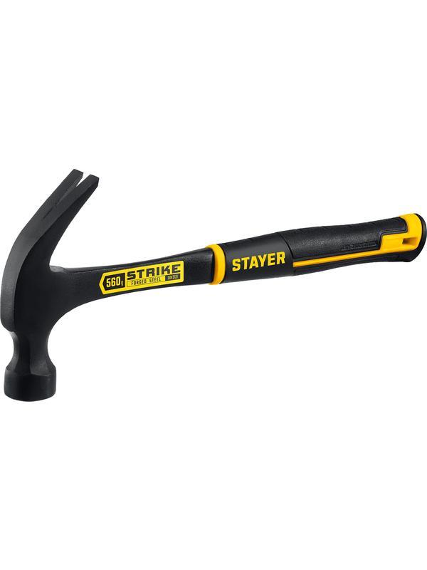 STAYER Strike, 560 г, цельнометаллический столярный молоток-гвоздодёр, Professional (2025-560)