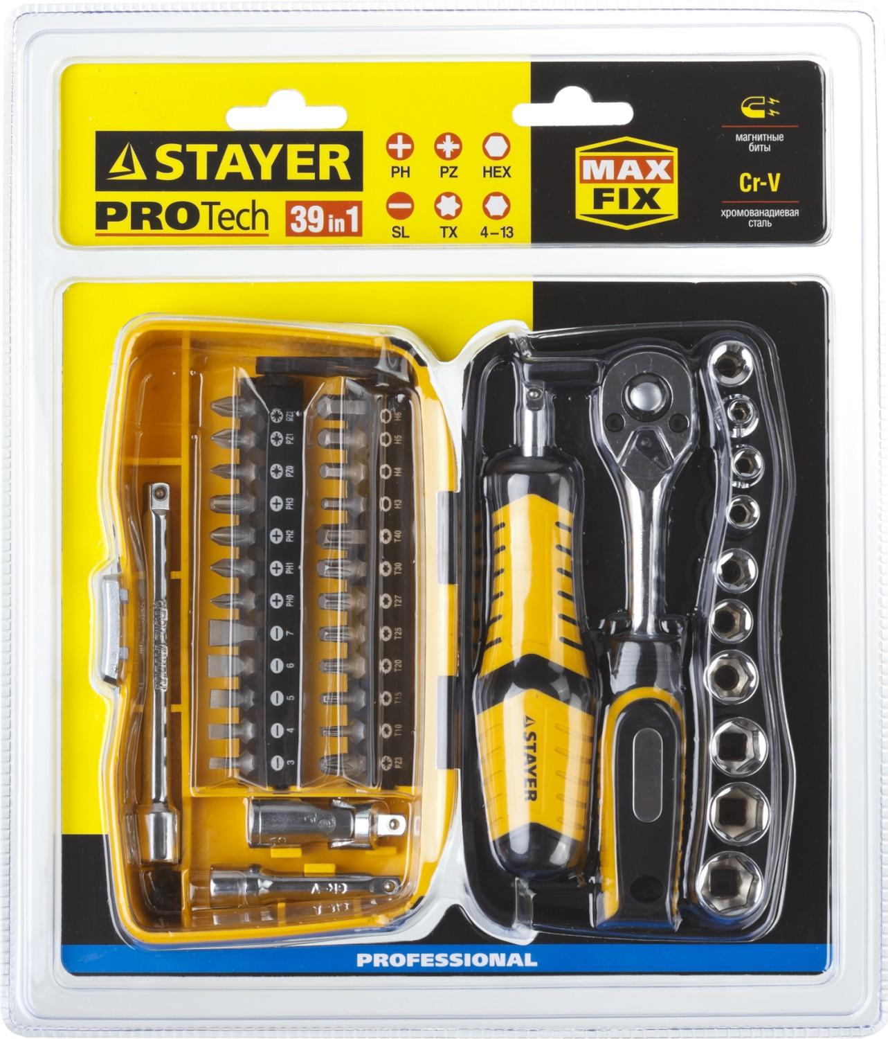 STAYER Pro Tech 39, 39 предм., универсальный набор инструмента (25135-H39)