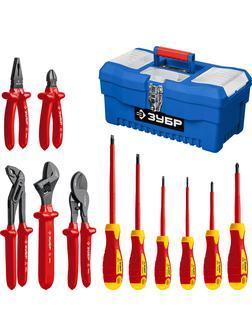 ЗУБР 12 предм., набор диэлектрического губцевого инструмента, Профессионал (2214-H12)