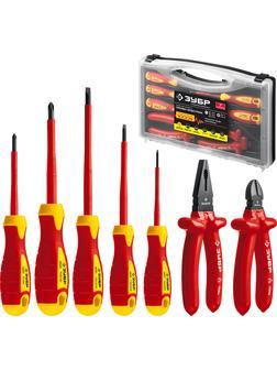 ЗУБР 7 предм., набор диэлектрического губцевого инструмента, Профессионал (2214-H7)