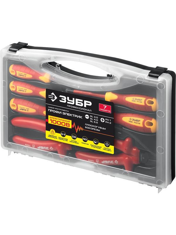 ЗУБР 7 предм., набор диэлектрического губцевого инструмента, Профессионал (2214-H7)