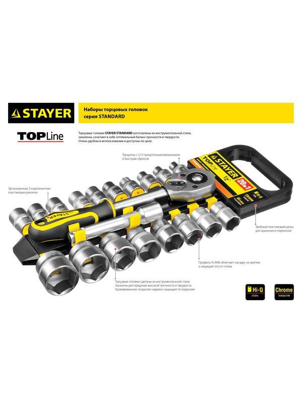 STAYER RSS 20L, 20 предм., (1/2″), набор торцовых головок (27750-H20)