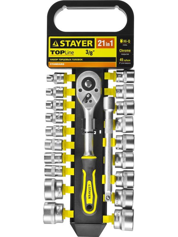 STAYER RSS 21M, 21 предм., (3/8″), набор торцовых головок (27752-H21)