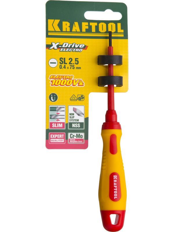 KRAFTOOL SL2.5 х 75 мм, высоковольтная отвертка (250083-2.5-075)