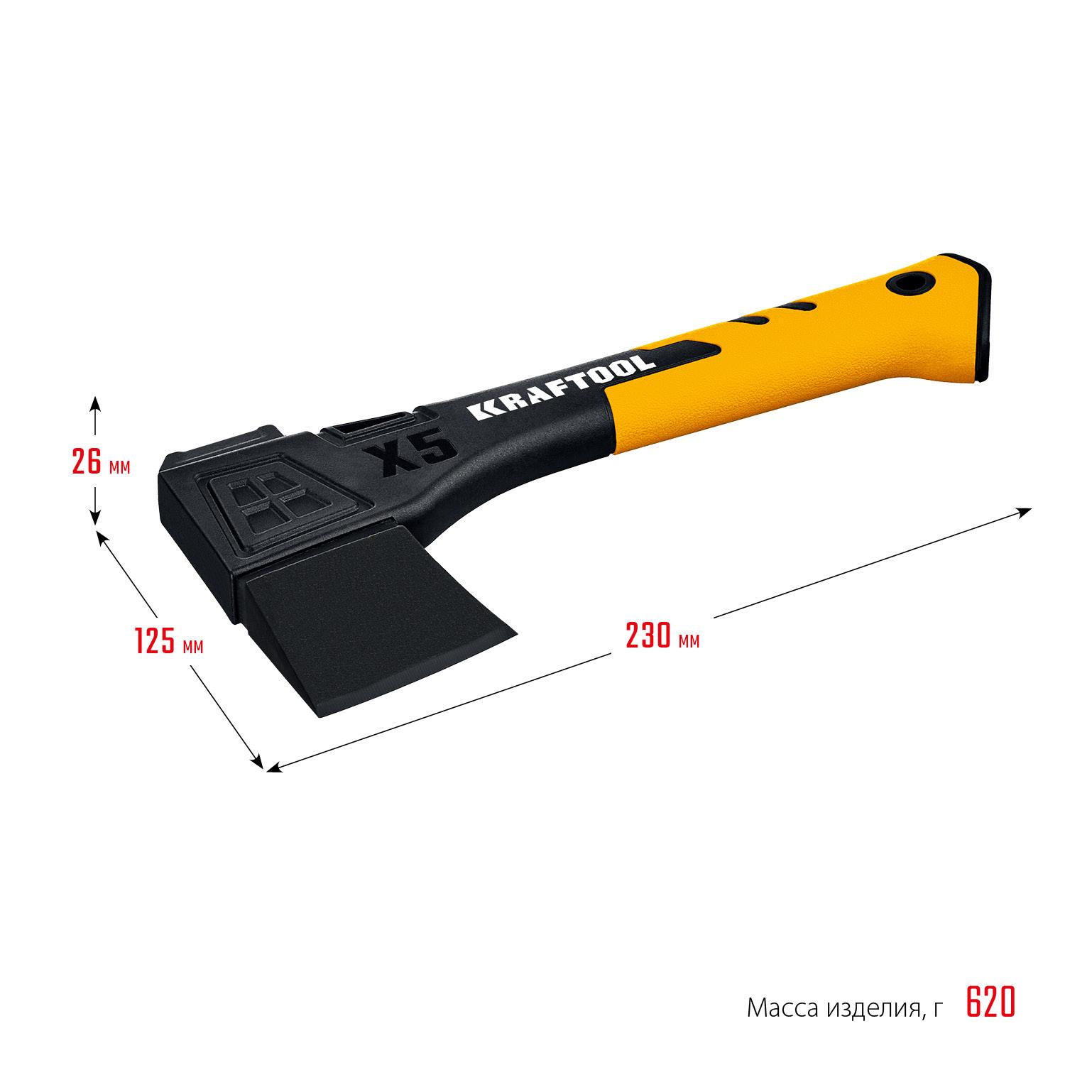 KRAFTOOL X5, 440/620 г, в чехле, 230 мм, универсальный топор (20660-05)