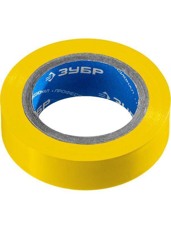 ЗУБР ЭЛЕКТРИК-10, 15 мм х 10 м, 6 000 В, желтая, не поддерживает горение, изолента ПВХ, Профессионал (1233-5)
