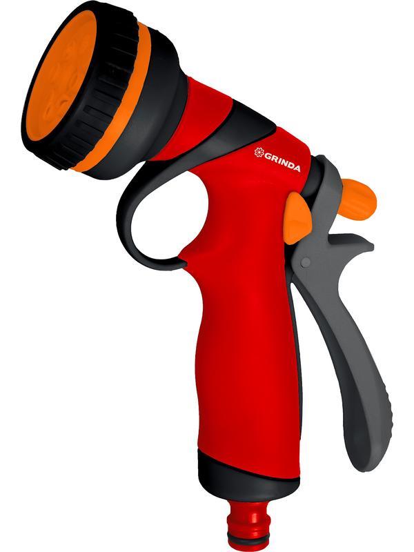 GRINDA T-8C, 8 режимов, курок сзади, пластиковый с TPR, поливочный пистолет (8-427183)