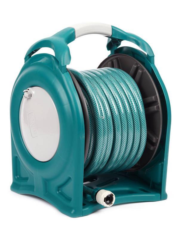 RACO корпус из высокопрочного пластика, шланг 25 м х 1/2″, поливочный набор 4 предмета, катушка со шлангом в комплекте (4260-55/590)