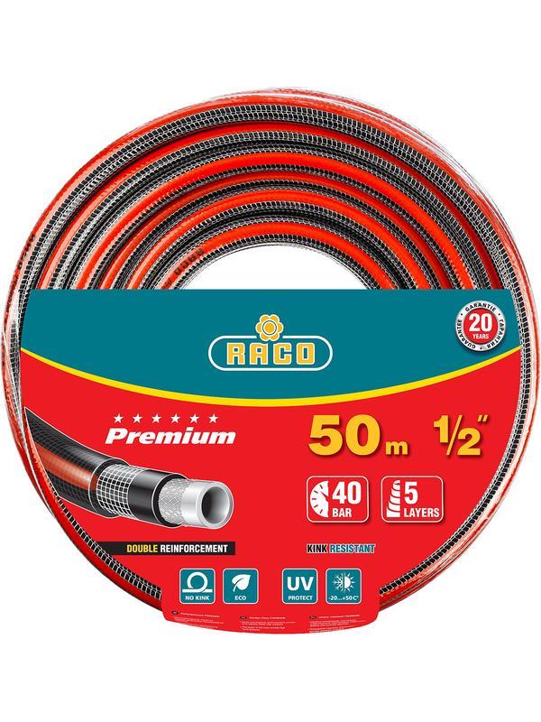 RACO PREMIUM, 1/2″, 50 м, 40 атм, пятислойный, усиленный двумя слоями армирования, поливочный шланг (40300-1/2-50)