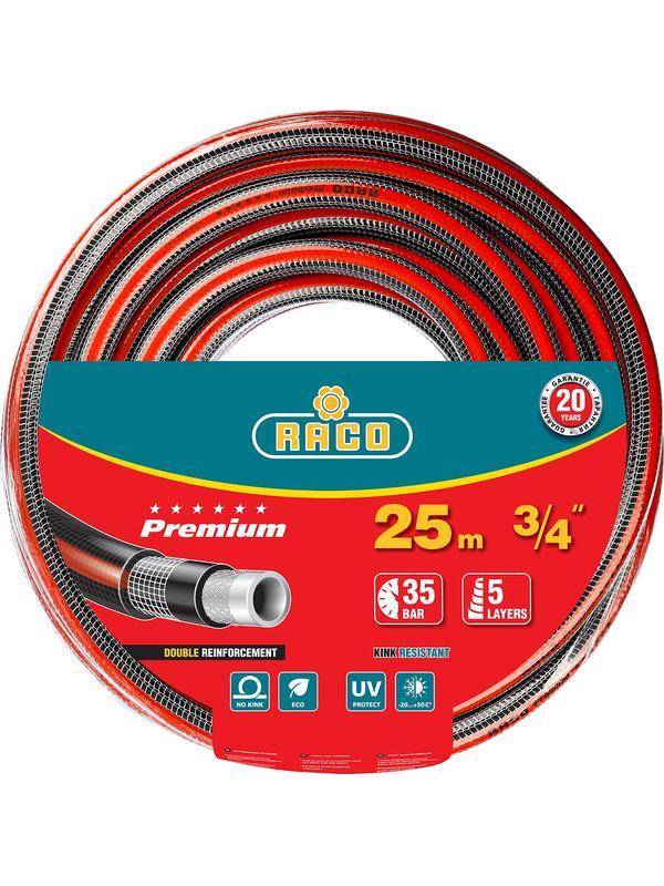 RACO PREMIUM, 3/4″, 25 м, 35 атм, пятислойный, усиленный двумя слоями армирования, поливочный шланг (40300-3/4-25)