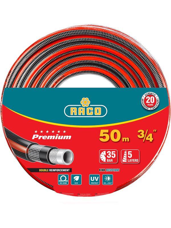 RACO PREMIUM, 3/4″, 50 м, 35 атм, пятислойный, усиленный двумя слоями армирования, поливочный шланг (40300-3/4-50)