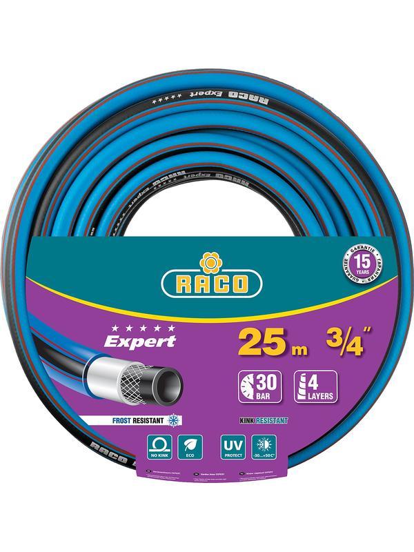 RACO EXPERT, 3/4″, 25 м, 30 атм, четырёхслойный, армированный, поливочный шланг (40302-3/4-25)