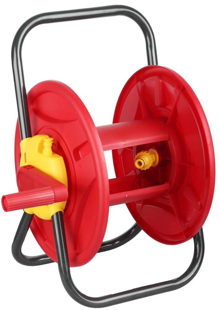 Катушка для шлангов 45 м x 1/2″ GRINDA 8-428405, стальные опоры, пластиковый барабан