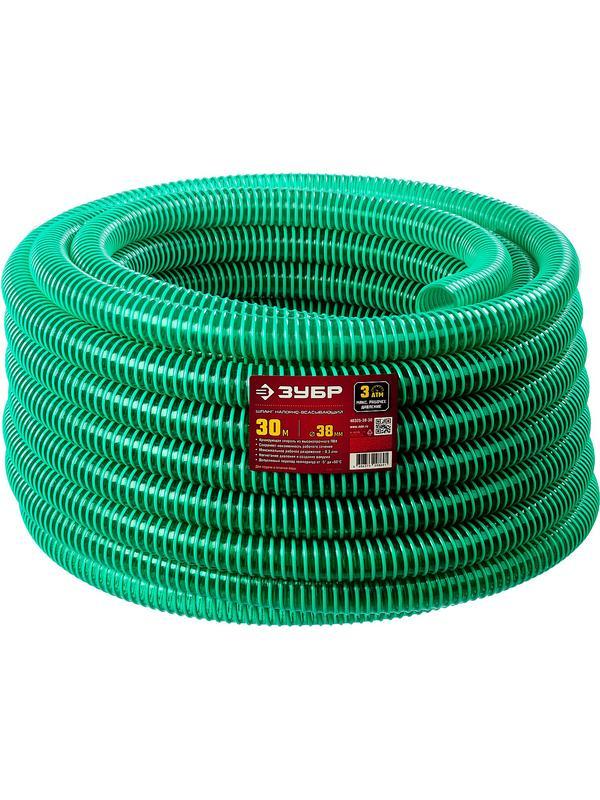 ЗУБР 38 мм x 30 м, 3 атм, со спиралью ПВХ, напорно-всасывающий шланг (40325-38-30)