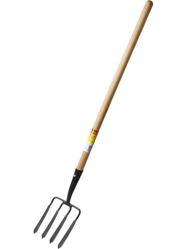 GRINDA 180 х 220 х 1300 мм, четырёхрогие, кованные зубья, антикор. покрытие, деревянный черенок высш. сорт, вилы копальные кованые (39722)