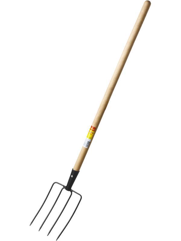 GRINDA 180 х 300 х 1330 мм, четырёхрогие, кованные зубья, деревянный черенок высш. сорт, вилы навозные кованые (39723)