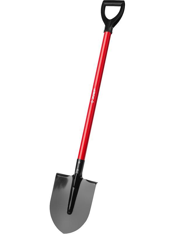 Лопата ЗУБР МАСТЕР, 270 х 210 х 1200 мм, полотно 1.5 мм, закалено, стальной прямой черенок с рукояткой, тип ЛКО, штыковая лопата (39522)