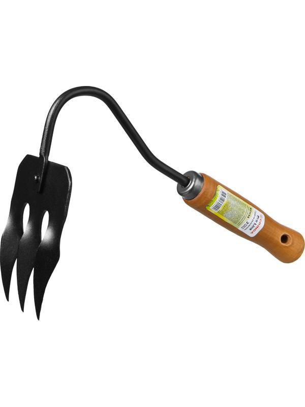 GRINDA ProLine 120х86х265 мм, 3-х зубые, деревянная ручка, грабли-рыхлитель (421514)