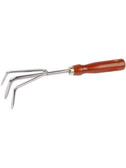 GRINDA 280 мм, 3 зубца, нержавеющая сталь, деревянная ручка, рыхлитель (8-421143)