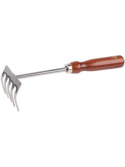 GRINDA 250 мм, нержавеющая сталь, деревянная ручка, ручные грабельки (8-421149)