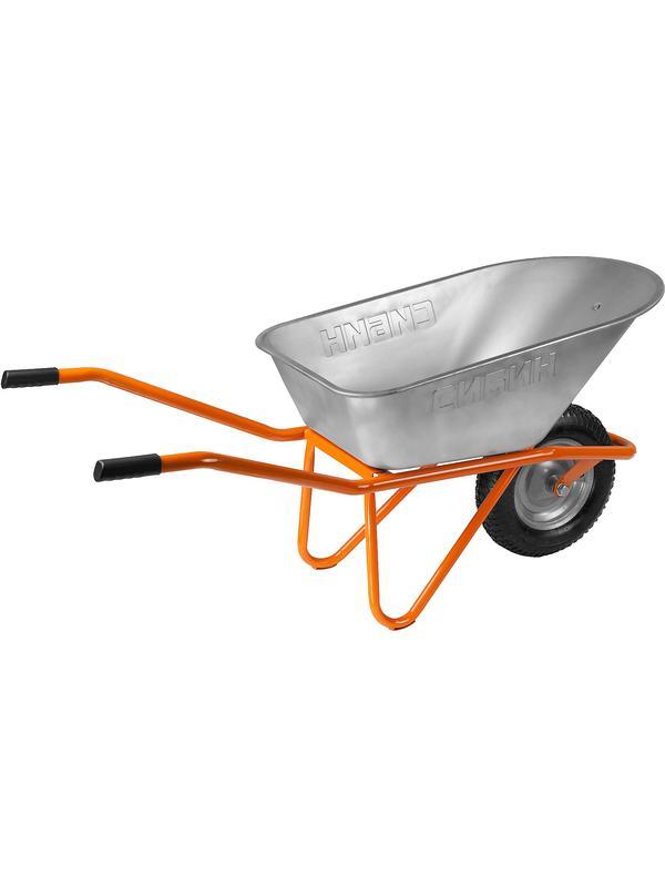 СИБИН СТ-12, 90 л, 180 кг, одноколесная, оцинкованная сталь, строительная тачка (39904)