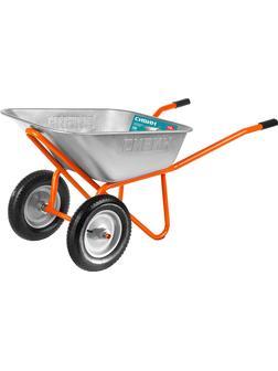 СИБИН СТ-22, 110 л, 200 кг, двухколесная, оцинкованная сталь, строительная тачка (39905)