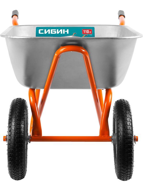 СИБИН СТ-22, 110 л, 200 кг, двухколесная, оцинкованная сталь, строительная тачка (39905)