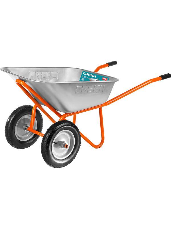 СИБИН СТ-22, 110 л, 200 кг, двухколесная, оцинкованная сталь, строительная тачка (39905)