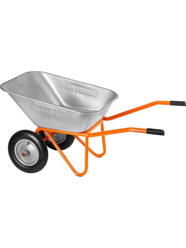 СИБИН СТ-22, 110 л, 200 кг, двухколесная, оцинкованная сталь, строительная тачка (39905)