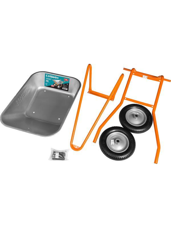 СИБИН СТ-22, 110 л, 200 кг, двухколесная, оцинкованная сталь, строительная тачка (39905)