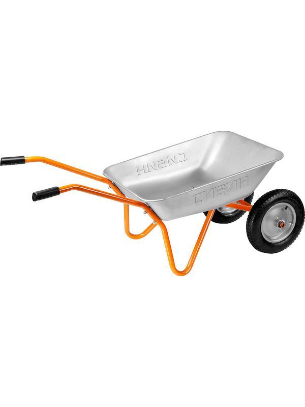 СИБИН СТ-21, 65 л, 100 кг, двухколесная, оцинкованная сталь, садовая тачка (39909)