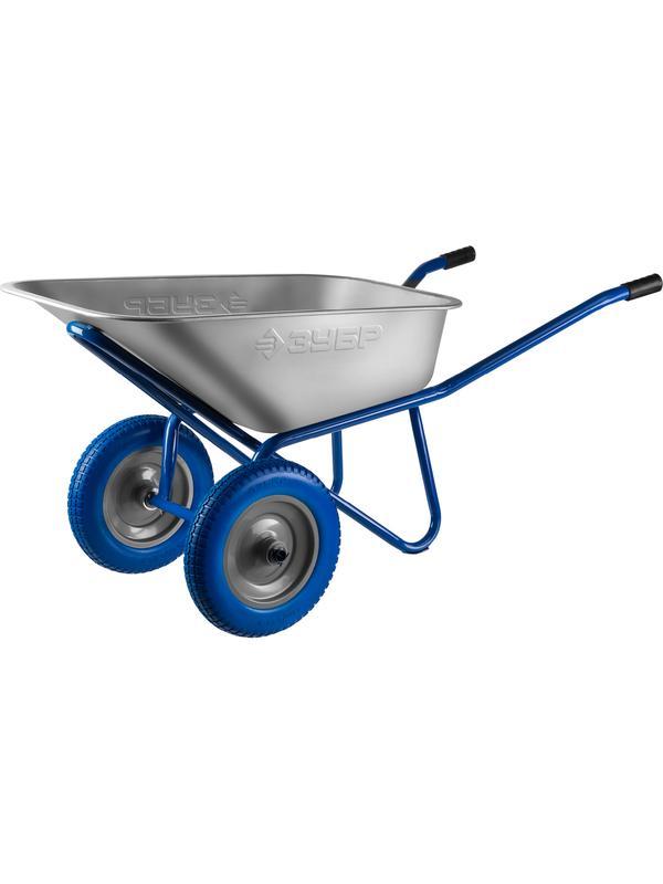 ЗУБР ПТ-300, 110 л, 240 кг, двухколесная, оцинкованная сталь, строительная тачка, Профессионал (39911)