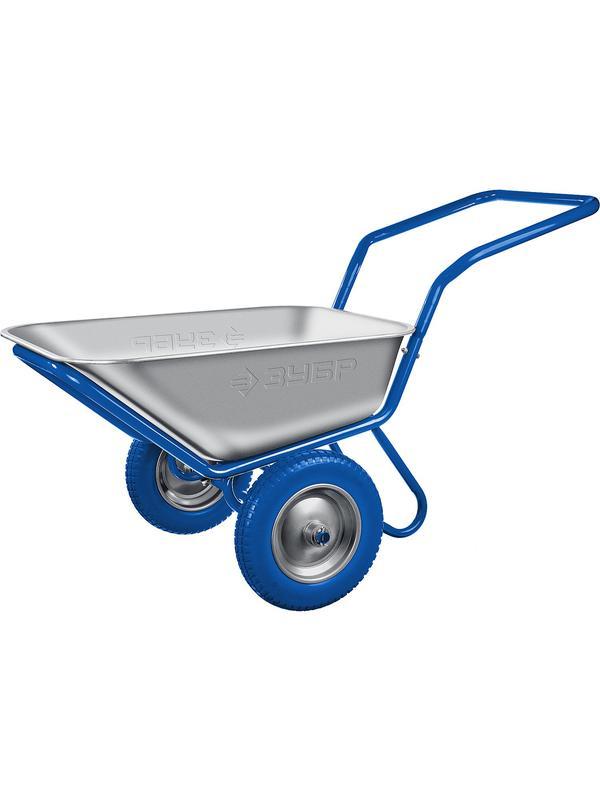 ЗУБР ПТ-500, 110 л, 260 кг, двухколесная, П-образная ручка, строительная тачка, Профессионал (39914)