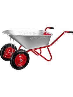 ЗУБР Т-21, 90 л, 180 кг, двухколесная, оцинкованная сталь, стальные опоры и ось, садово-строительная тачка (39952)