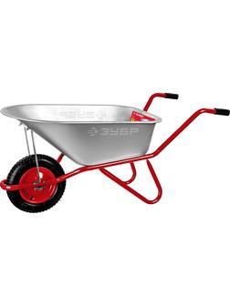 ЗУБР Т-11, 90 л, 160 кг, одноколесная, оцинкованная сталь, стальные опоры, d 25 мм, садово-строительная тачка (39962)