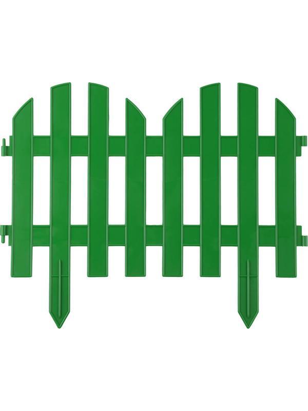GRINDA Палисадник, 28 х 300 см, зеленый, 7 секций, декоративный забор (422205-G)