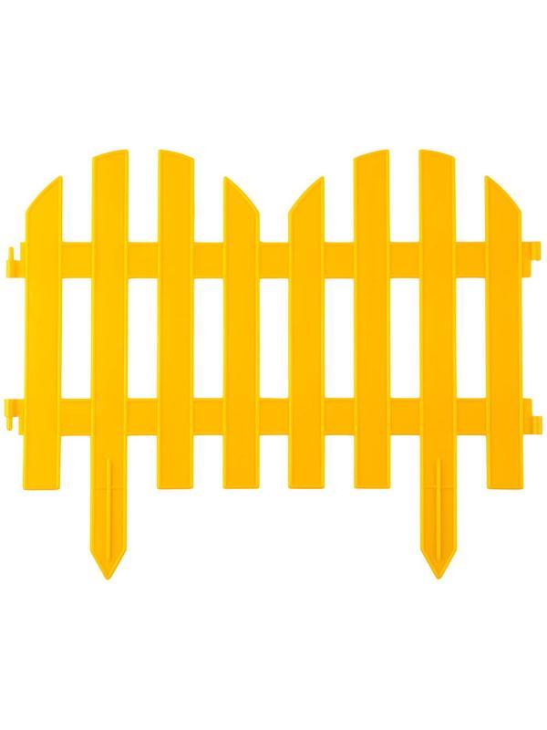 GRINDA Палисадник, 28 х 300 см, желтый, 7 секций, декоративный забор (422205-Y)