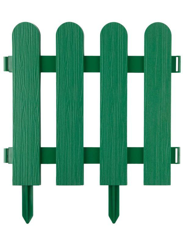 GRINDA Штакетник, 29 х 224 см, зеленый, 7 секций, декоративный забор (422209-G)