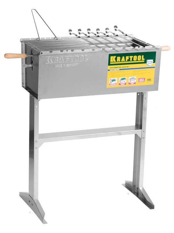 KRAFTOOL 300 x 600 x 800 мм, 6 шампуров, 1 решетка, поддон для угля, стационарный мангал (68320)