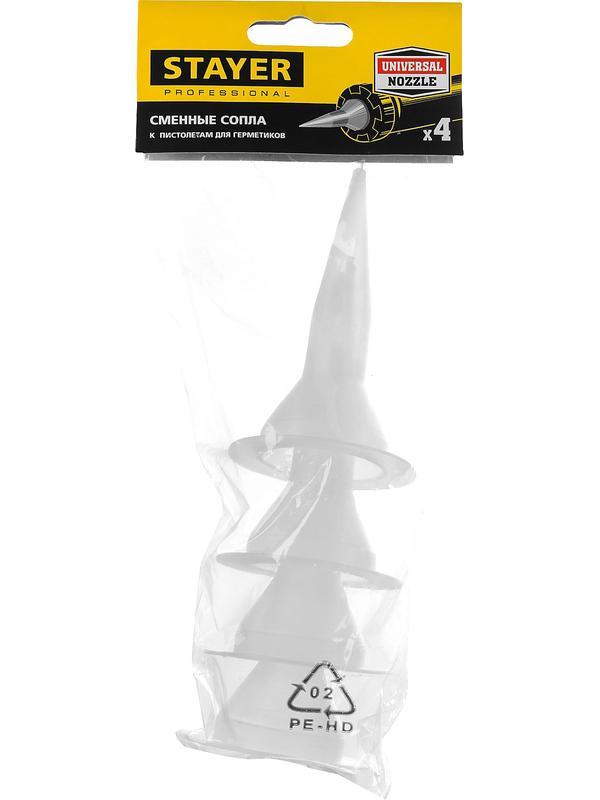 STAYER 4шт, запасные сопла для закрытых пистолетов для герметика, Professional (0673-S4)