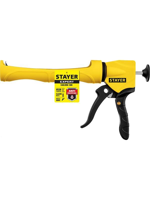 STAYER 310 мл, антикапельная система, полукорпусной пистолет для герметика, Professional (06690)