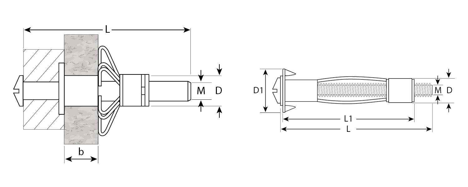 ЗУБР МОЛЛИ, М4 х 21 х 5 мм, 300 шт, анкер для пустотелых конструкций (4-302472-04-020)