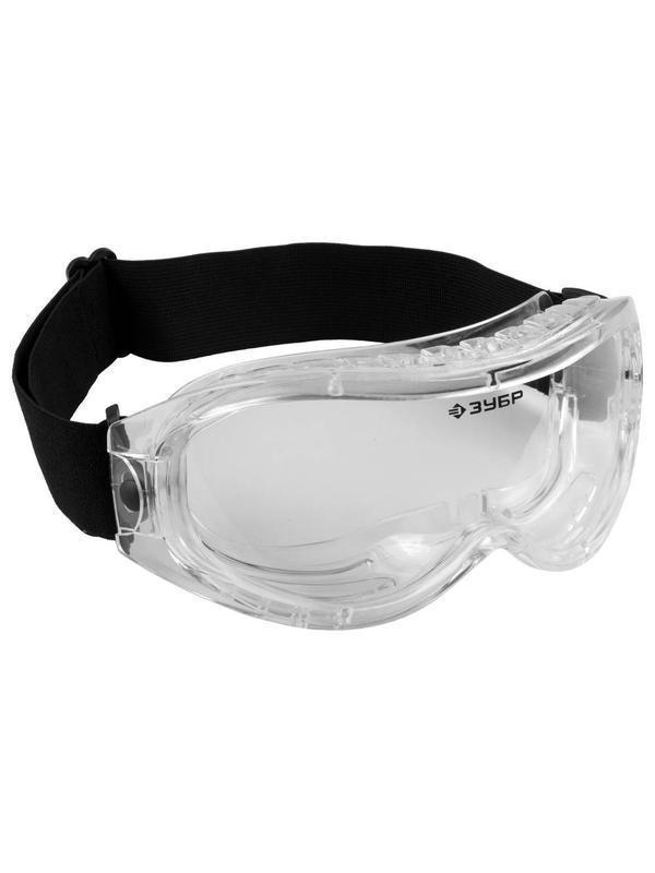ЗУБР ПАНОРАМА ХС, закрытого типа, хим. стойкое ацетатное стекло, защитные очки с непрямой вентиляцией, Профессионал (110235)