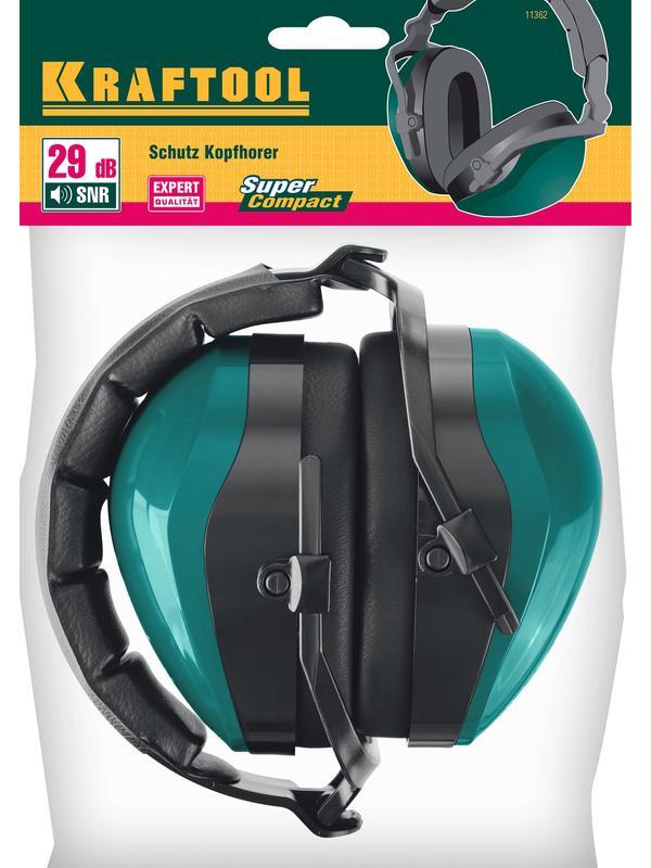 KRAFTOOL защита до 109 дБ, шарнирное крепление чашек, защитные наушники со складным мягким оголовьем (11362)
