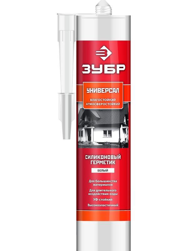 ЗУБР 280 мл, белый, универсальный силиконовый герметик (41233-0)