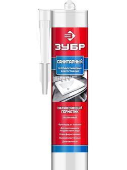 ЗУБР 280 мл, прозрачный, санитарный силиконовый герметик (41235-2)