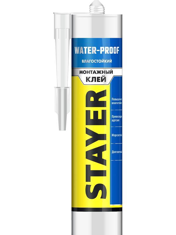 STAYER 280 мл, белый, влагостойкий монтажный клей, Professional (41325)