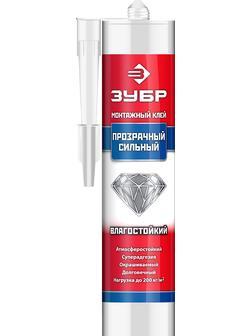 ЗУБР 300 мл, прозрачный, суперсильный монтажный клей (41332)